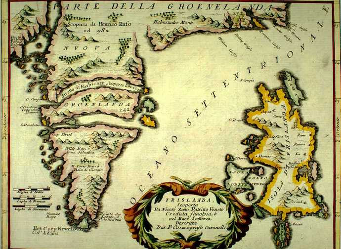 Una delle cartine elaborata da Vincenzo Coronelli Una delle cartine elaborata da Vincenzo Coronelli