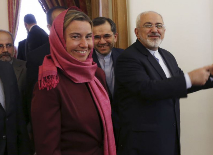 Federica Mogherini con Mohammad Zarif, ministro degli Esteri iraniano Federica Mogherini con Mohammad Zarif, ministro degli Esteri iraniano