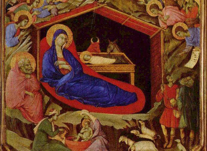 Duccio di Boninsegna, Natività, 1308-1311 circa tempera su tavola 43,8×111 cm. National Gallery of Art, Washington Duccio di Boninsegna, Natività, 1308-1311 circa tempera su tavola 43,8×111 cm. National Gallery of Art, Washington
