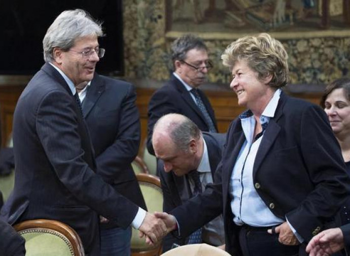 Gentiloni con Susanna Camusso Gentiloni con Susanna Camusso