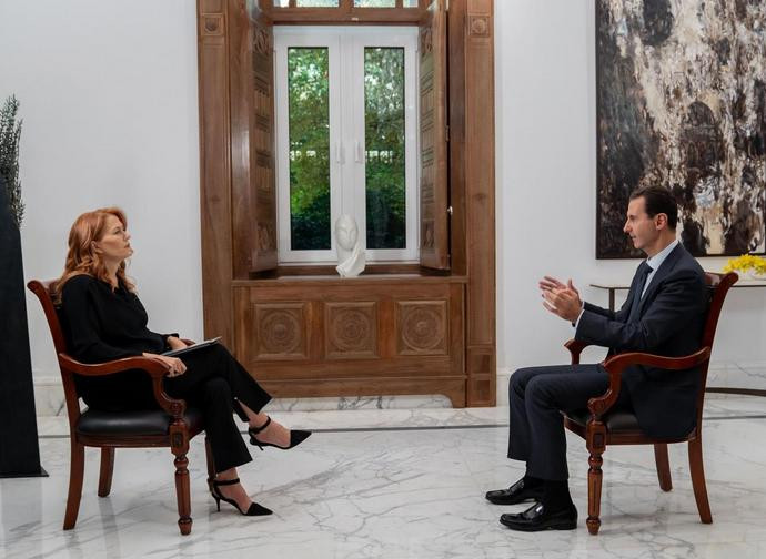 Monica Maggioni e il presidente siriano Assad Monica Maggioni e il presidente siriano Assad